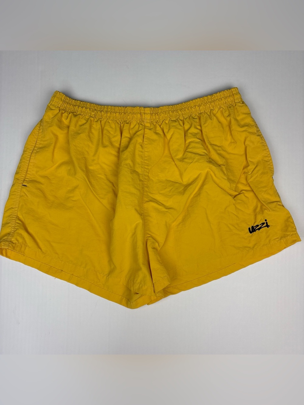 Vintage Uzzi Men XXL Swim Trunks Shorts Yellow Polyester Nylon Built In Brief